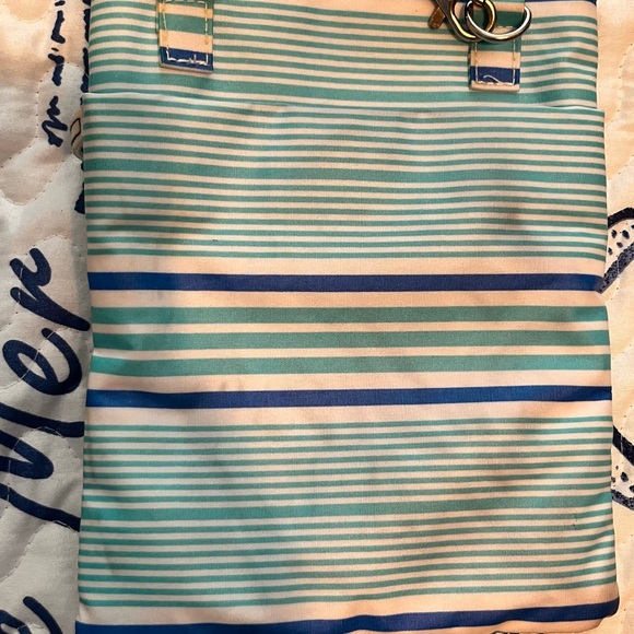 Scout Teal and White Striped Crossbody Bag - Picture 2 of 3